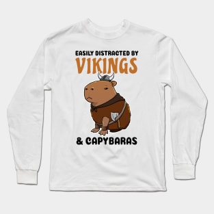 Easily Distracted by Vikings and Capybaras Long Sleeve T-Shirt